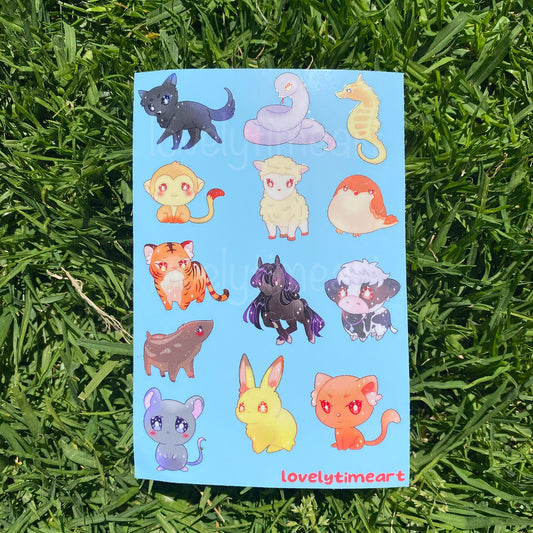 animals sticker sheet